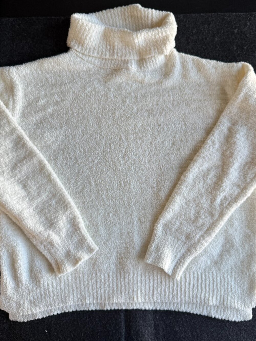 Pink Lily Cream Textured Turtleneck Sweater L